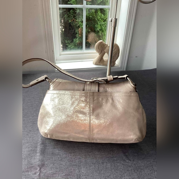 Coach Soho Shimmer Suede Buckle Flap Shoulder Bag F15204 – Champagne Metallic - Picture 6 of 16
